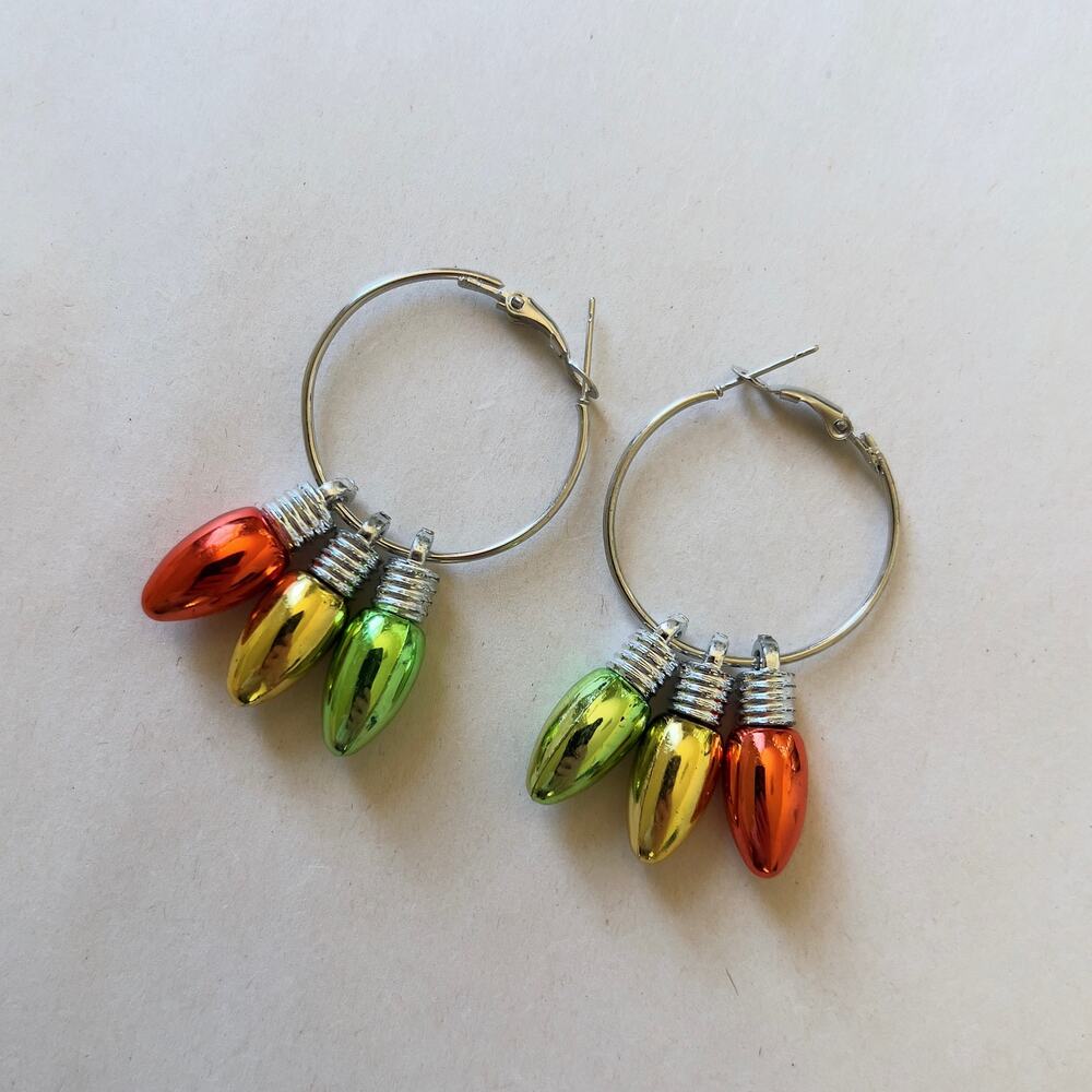 Christmas Light Ornament Hoop Earrings